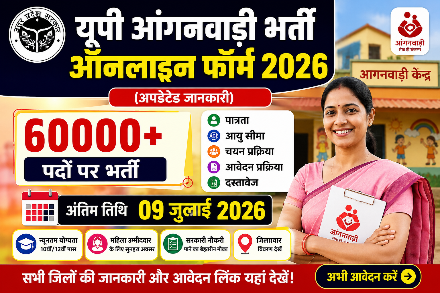 UP anganbadi bharti 2026 online form
